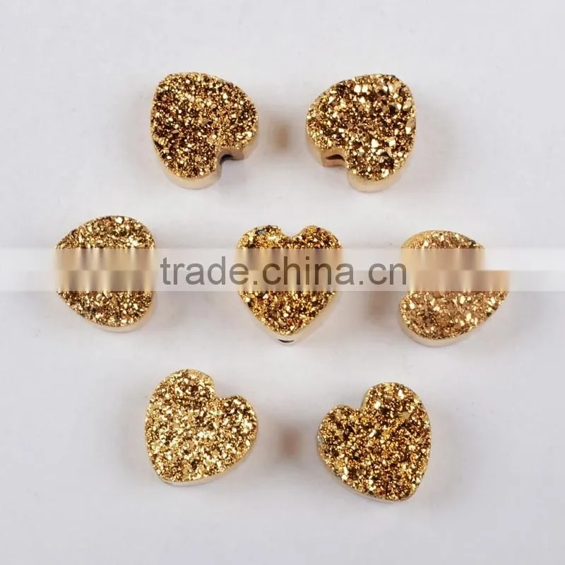 Titanium coating agate druzy drusy heart cabochon semi-precious gemstone from China