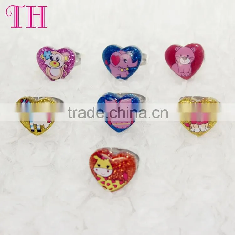 happy glitter face shaped ring plastic toy kids finger plastic ring for children