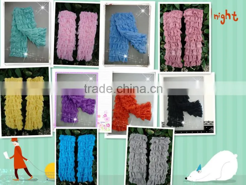wholesale price ruffed lace leg warmers, baby solid color leggings for girls