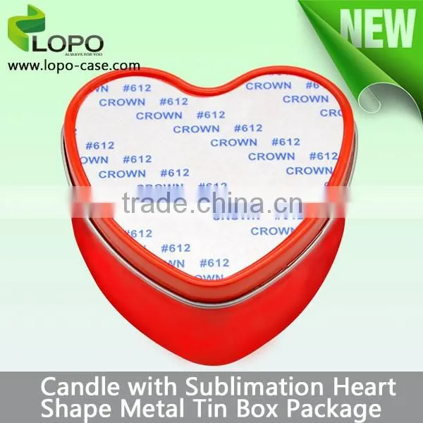Heart shaped Sublimation Customed Metal Tin candle holder for lovers