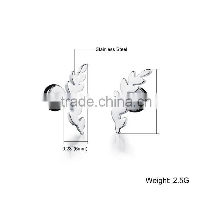 fashion hot sale wholesale design 2016 stainless steel leaf earring