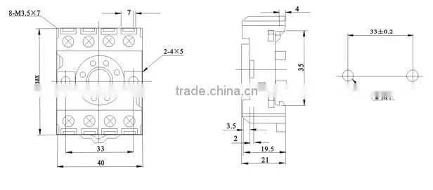 PF083A-E General Purpose 8 Pin Round Type 300VAC 10A Din Rail Mouting Electric Plastic Relay Socket with CE