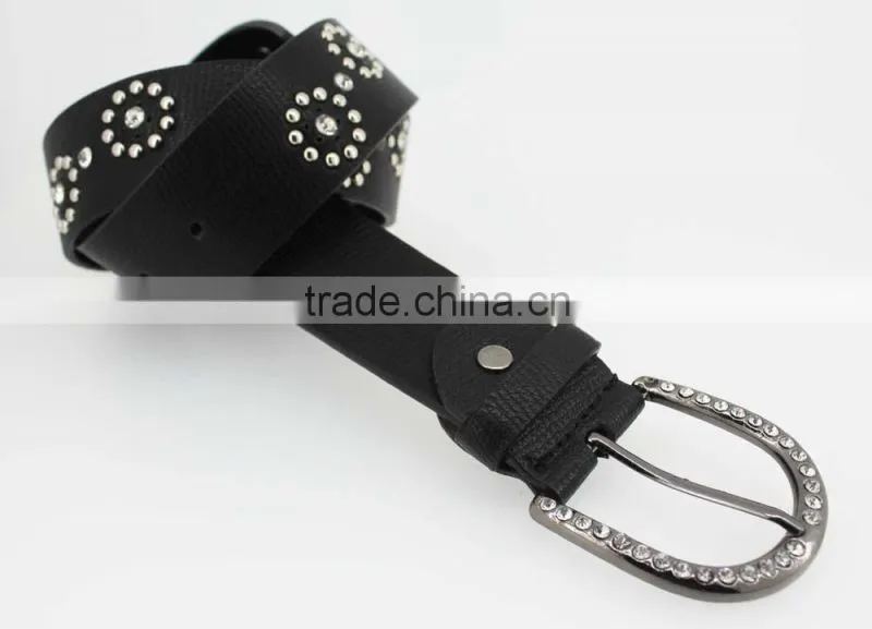 Women's Fashion flowermetal studded jeans belt with shiny rhinestone accessories in Chinese factory