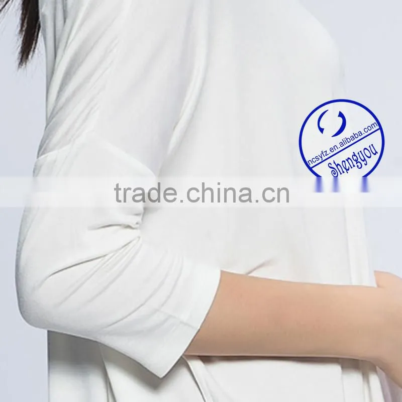 2015 China supplier custom fashion three quarter sleeve women blank t shirt wholesale