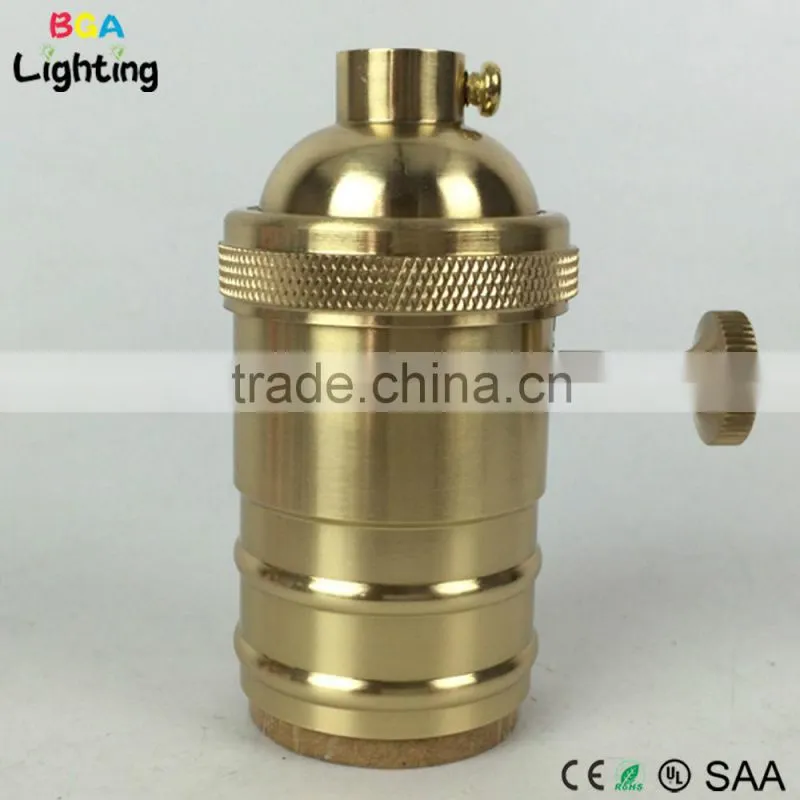 CE E27 Brass led ceiling lamp socket with switch