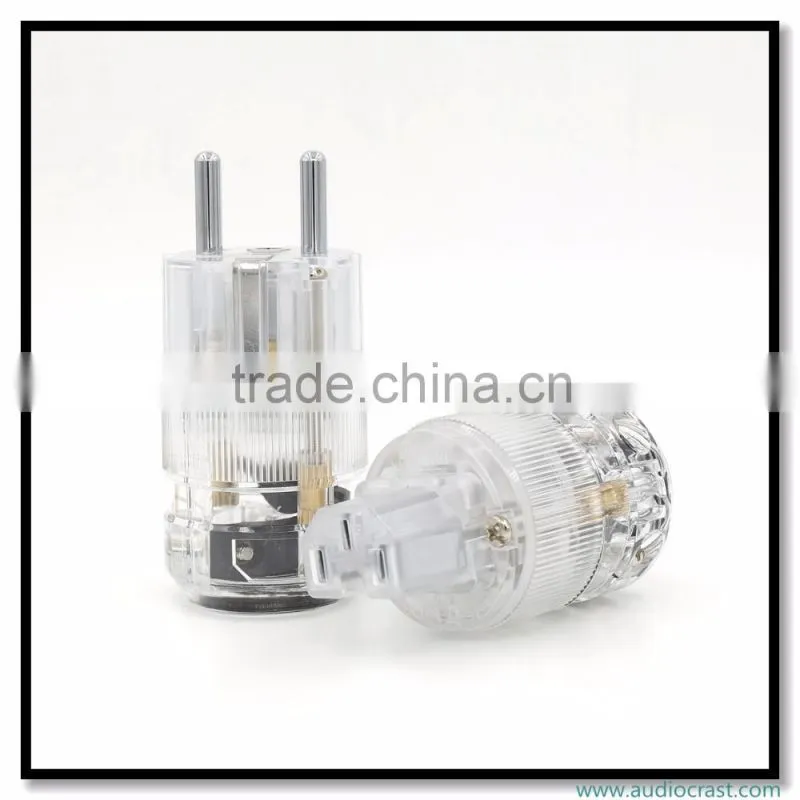 OEM/ODM Rhodium Plated Clear Audio Grade EU Male Power Plug+ IEC Female Plug Connector For audio