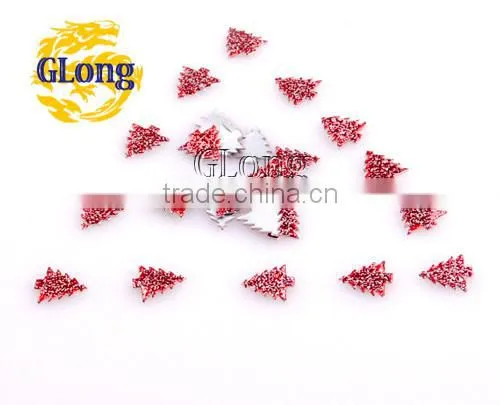10*11mm Hot Fix Iron-on Nailhead Christmas Tree Shape Aluminum With Irregular Spots DIY For Bag Shoe Phone #GT094A-11P(Mix-s)