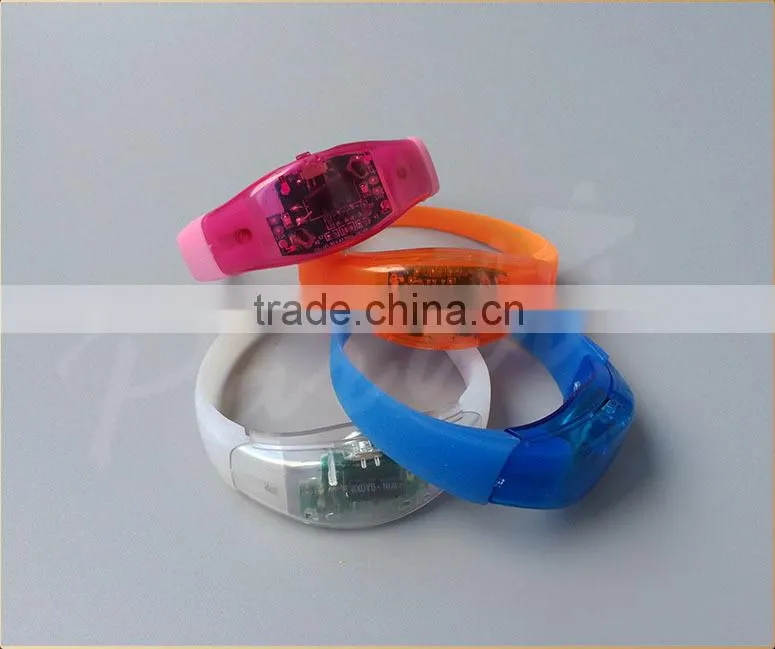 Sound or Motion active sensor LED Silicon Wristbands Bracelets