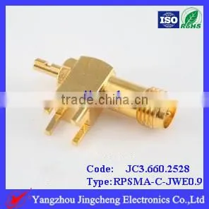 RPSMA female body with male pin 90 degree right angle pcb mount for 0.4D