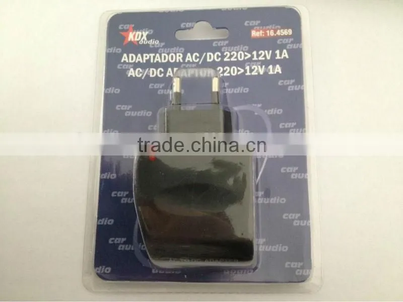 EU plug 110/240V to 12V AC/DC adapter car charger converter