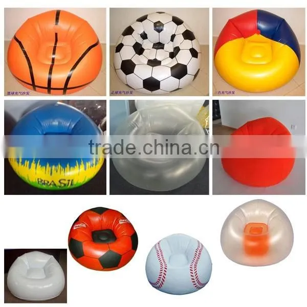 Promotional customized pvc inflatable bean bag soccer series single chair sofa
