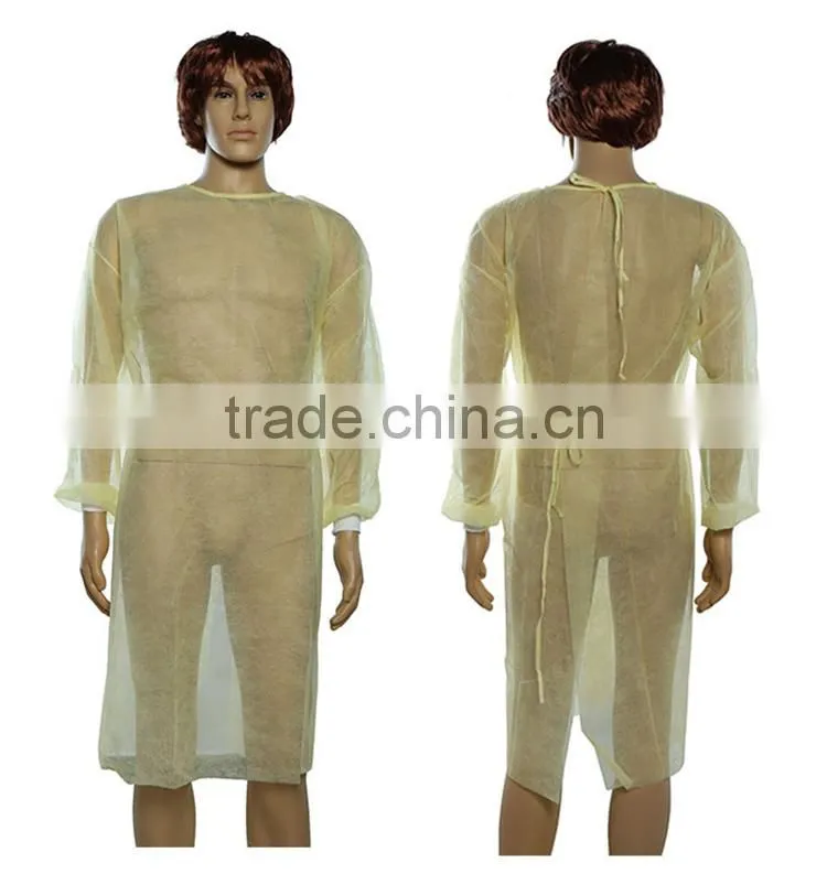 PP Nonwoven Yellow Disposable Isolation Gown