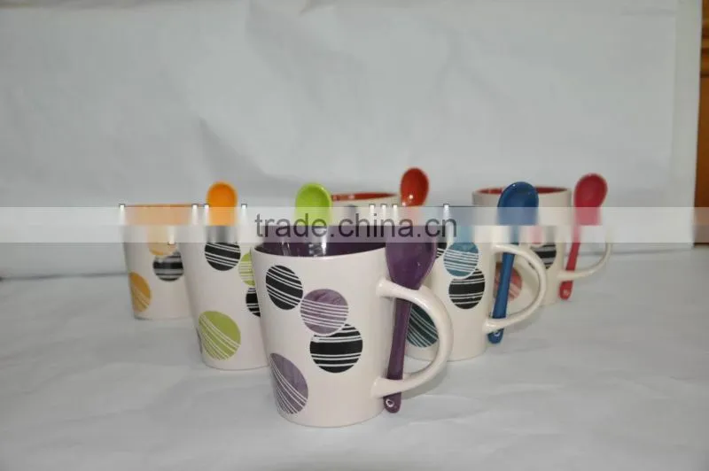 11oz promotional two tone ceramic mug with spoon