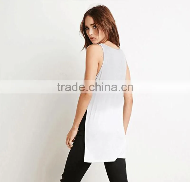simple fashion round neck ladies sleeveless t shirts