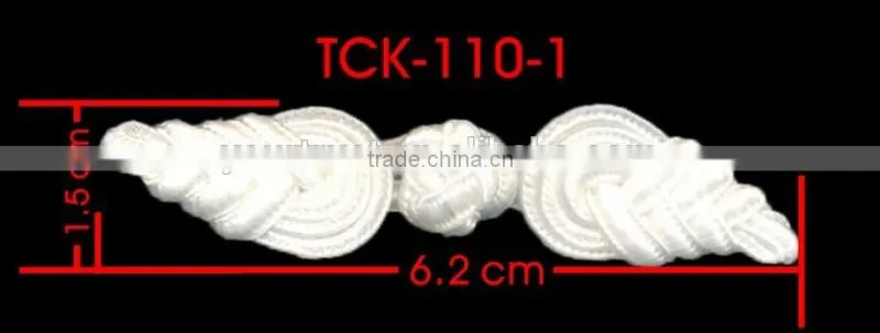 Height 1.5 Centermeter All White Sew On 100% Nylon Chinese Knot Frog Buttons