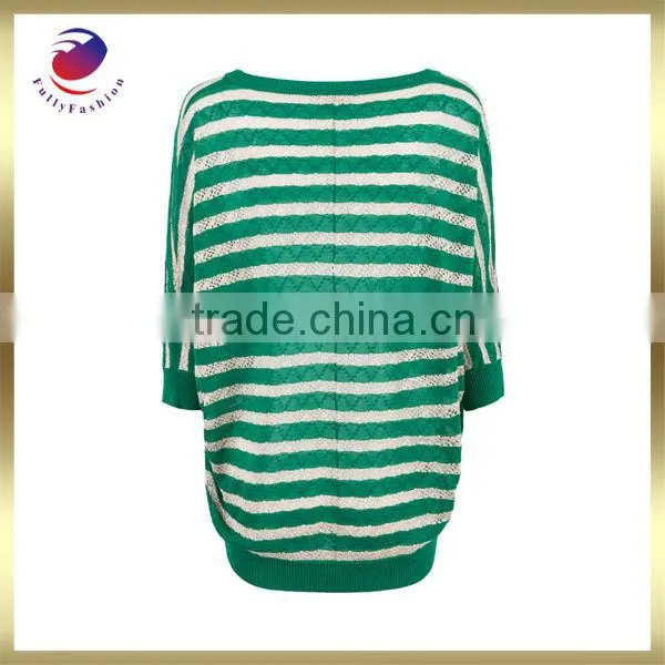strips ladies batwing knitted sweater