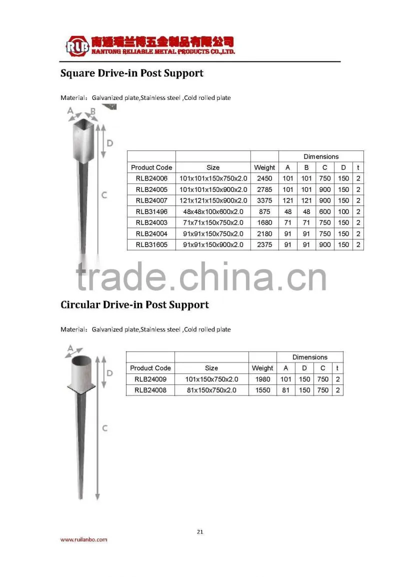 Hot Dipped Galvanized Post Support Post Anchor