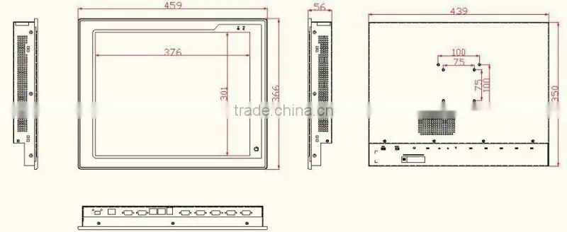 19 inch Atom N2600 dual-core 1.6GHz 2G RAM lcd touchscreen monitor with built in computer panel pc