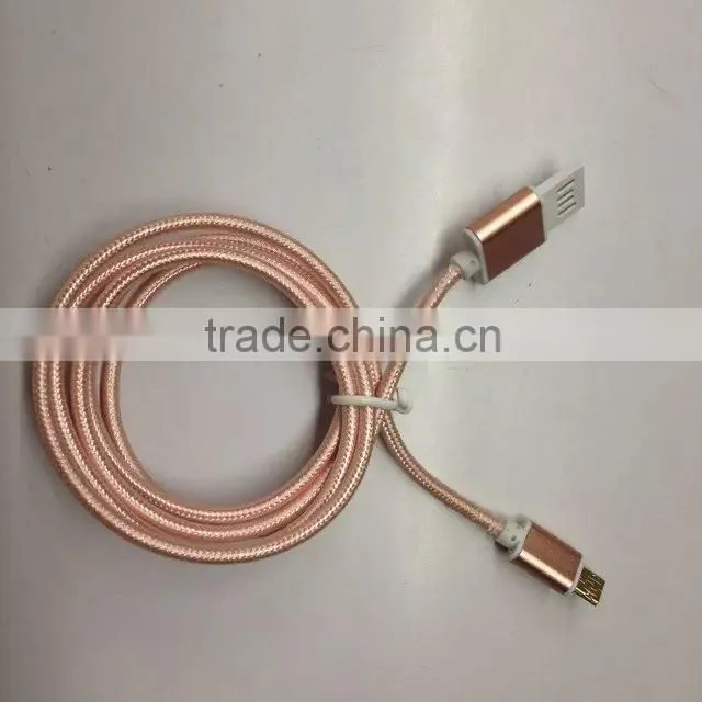 New style convenient gold plated usb cable with nylon braided