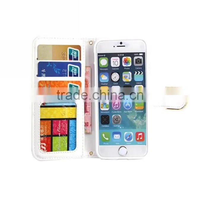 Small Fragrant Wind Leather wallet case with shoulder strap for iphone 6