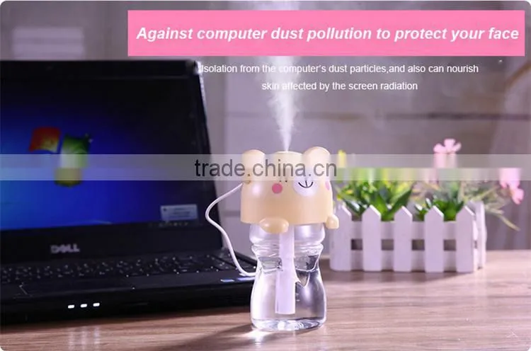 Home office travel usb portable cartoon bottle led light humidifier/essential oil diffuser for aromatherapy