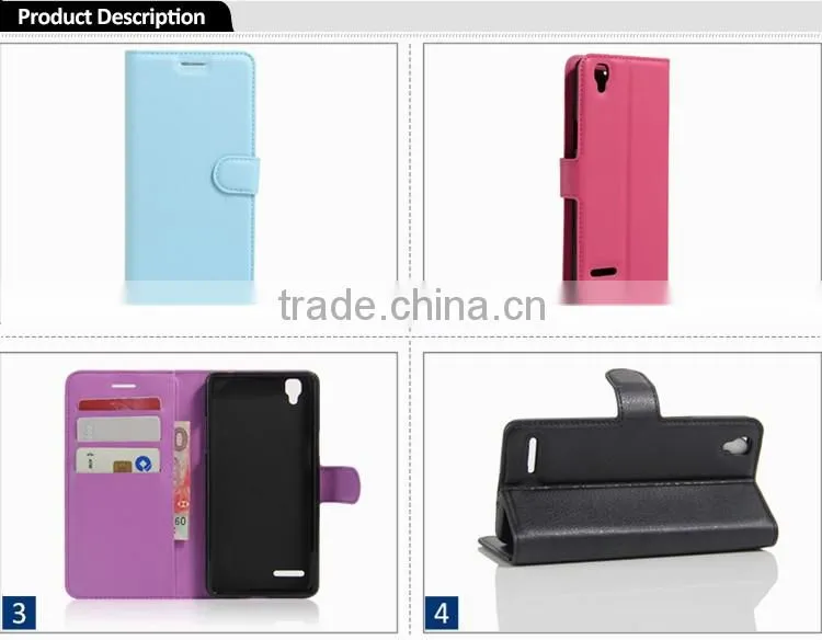For OPPO F1 Case, Litchi Design Credit Card Wallet Stand leather pouch flip cover case for oppo f1 a35 china suppliers