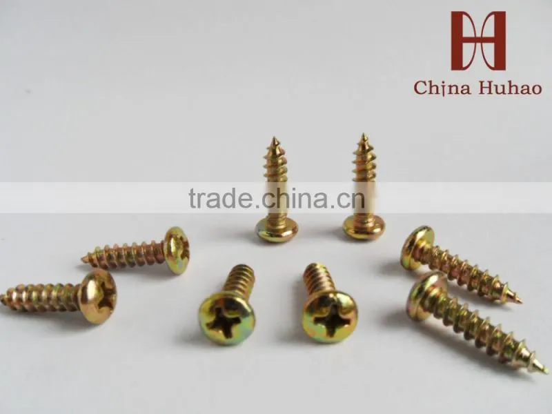 C1022 yellow zinc pan head self tapping screw to metal sheet