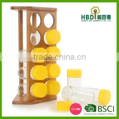2016 hot selling low price glass spice jar set with rack,spice storage jar