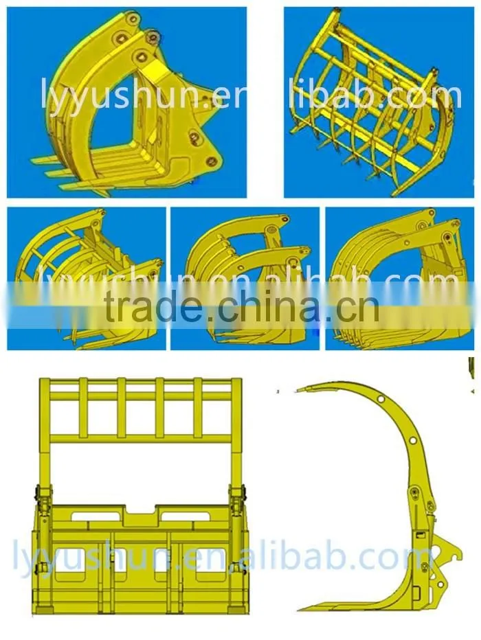 OEM SDLG Wheel Loader Attachment Big Grass Grapple For LG978 Wheel Loader