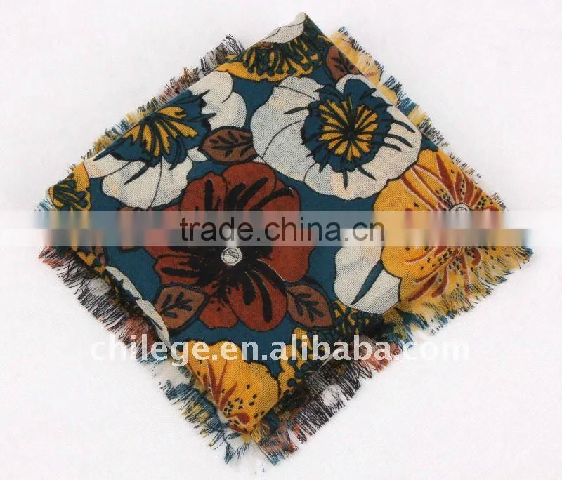 high quality mercerized wool floral printed scarfs