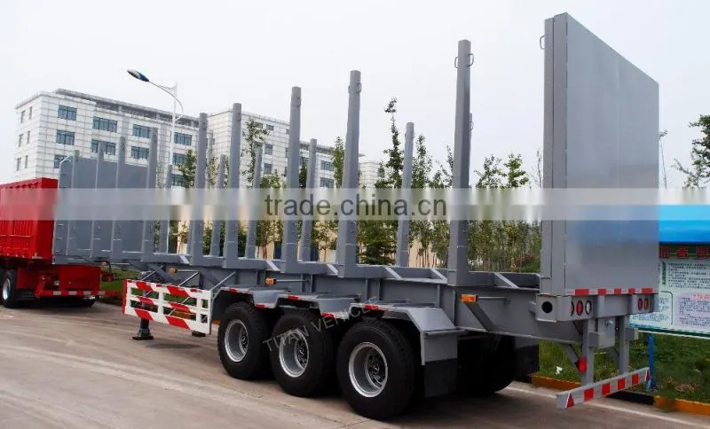 3 Axles Wood Timber Semi Trailer, Log Transport Trailer 60 Tons, Wood Transport Truck Trailer