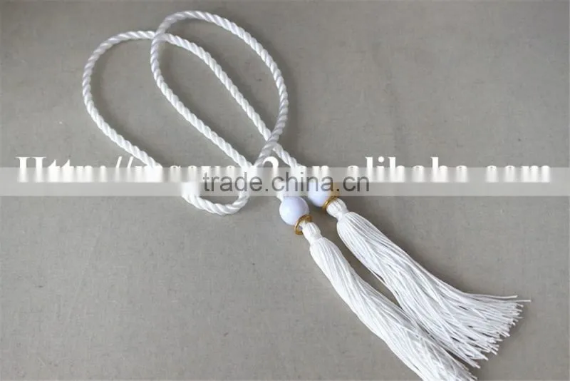 100% polyester tassels in white color long tassels for clothing