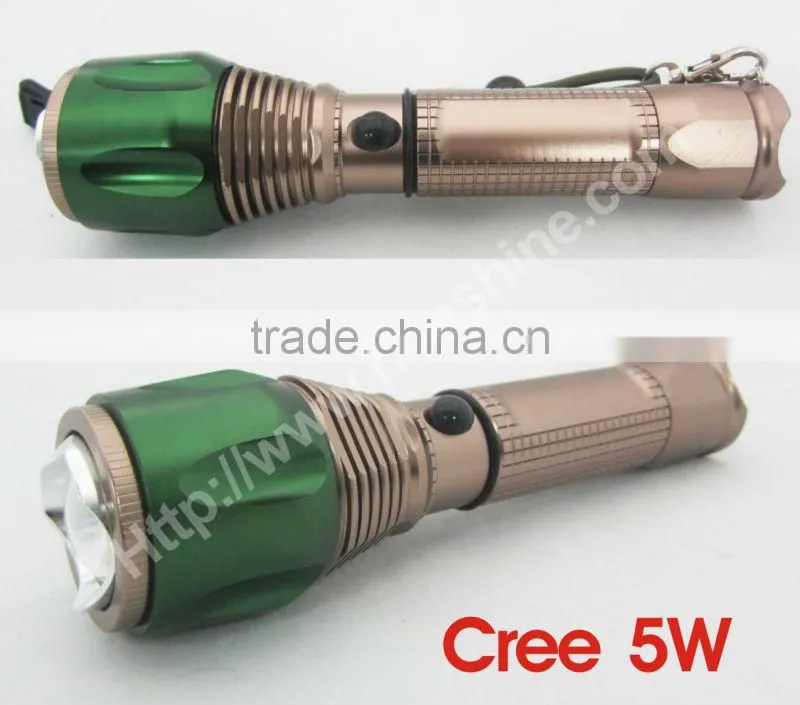 5w green&copper-colored rechargeable led flashlight