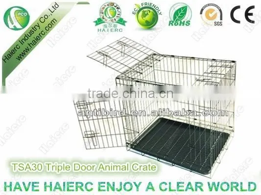 Haierc Triple Dog Crate Folding Metal Dog Cage Dog Crate