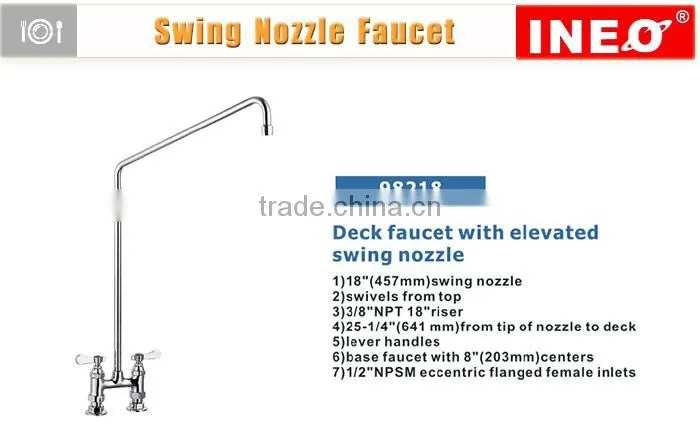 Deck Faucet With Elevated Swing Nozzle