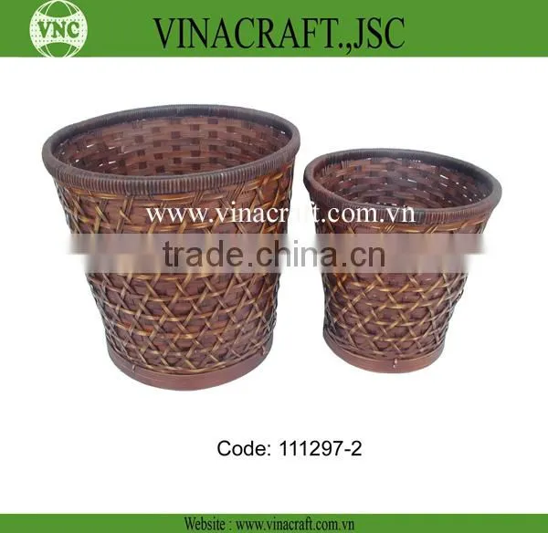 Natural bamboo waste basket