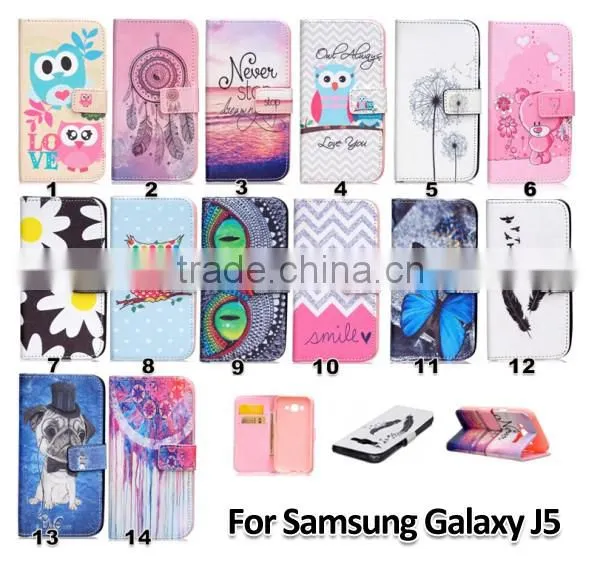PU leather phone case flip leather holster wallet phone shell for Samsung J5