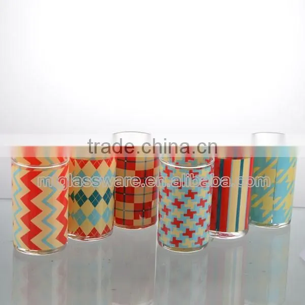 newse paper transfer old fashion water glass or vase galss