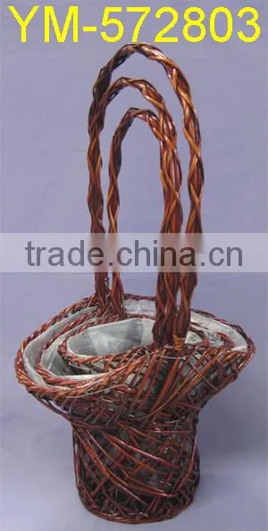 New Design Handmade Willow Flower Basket With Handle ,Good quality