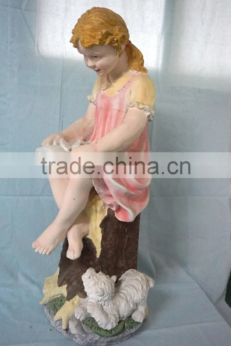 Garden decor reading girl fiberglass statue