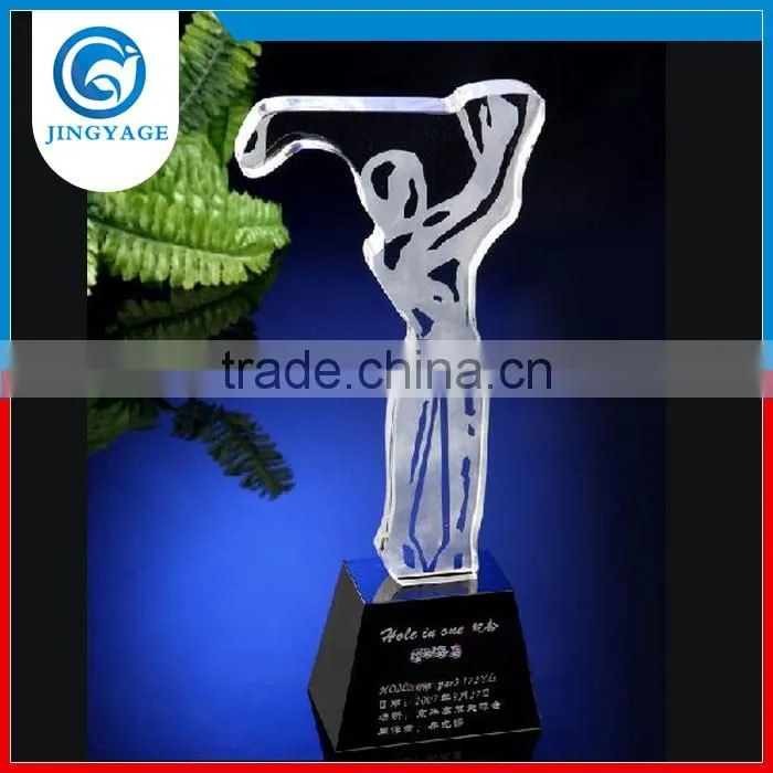 Jingyage wholesale hole in one crystal golf awards crystal golf trophy plaque souvenir