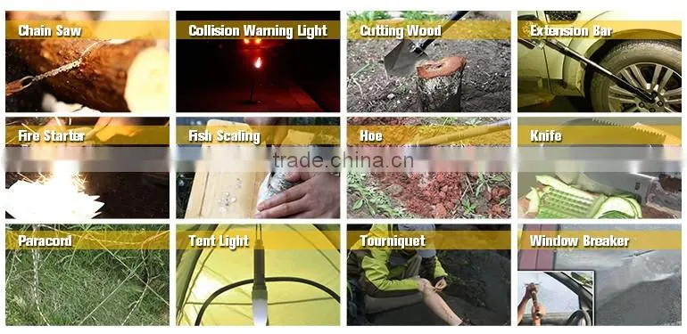 Heavy Duty Outdoor Emergency Survival Gear with Hoel Tactical Knife and Fire Starter