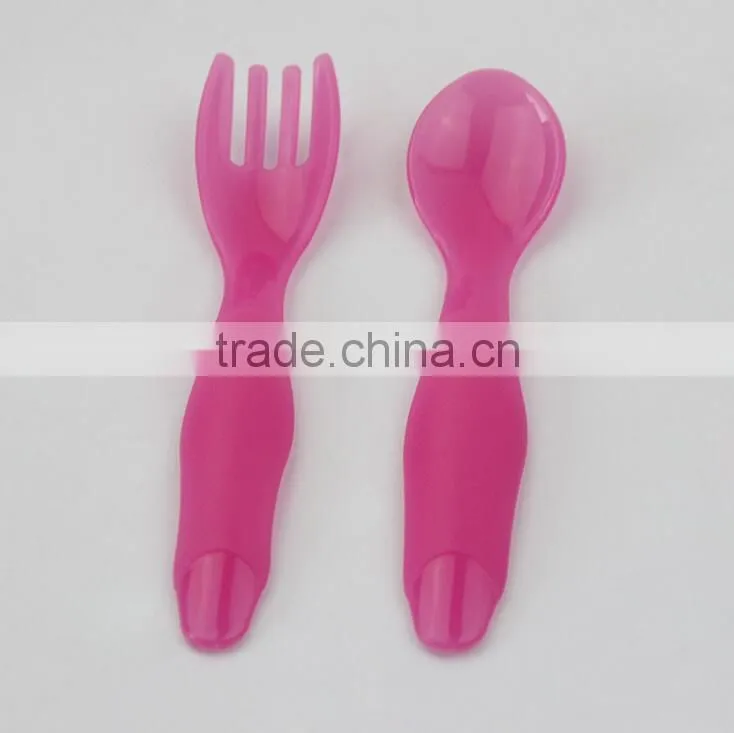 Factory sale soft PP baby spoon with fork baby spoon Tableware set