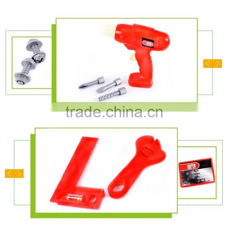 Hot selling plastic kids play mechanic box toy pink tool set