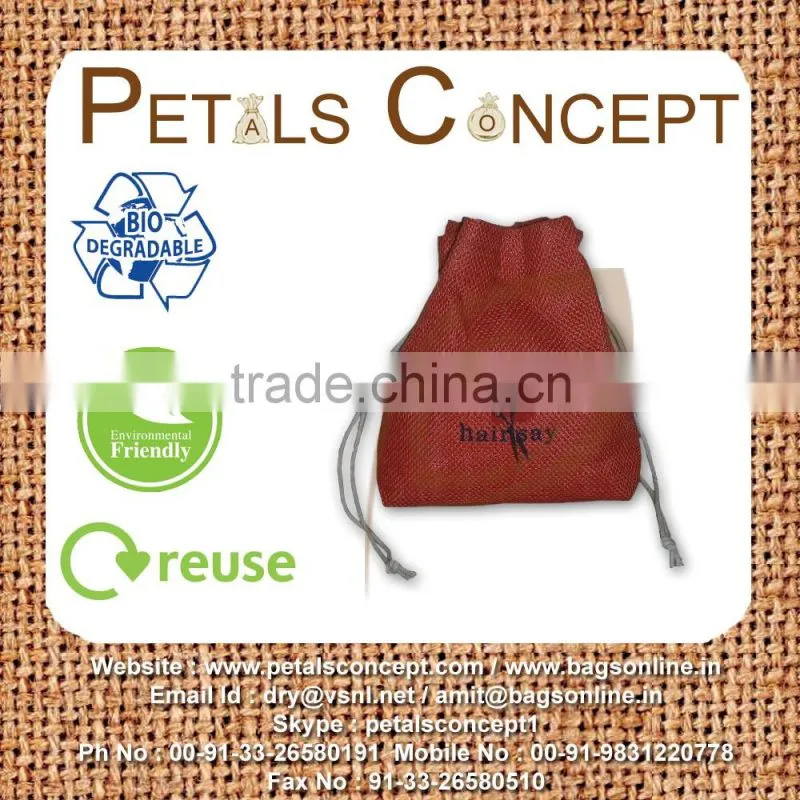 Promotion jute gift pouch with cotton drawstring