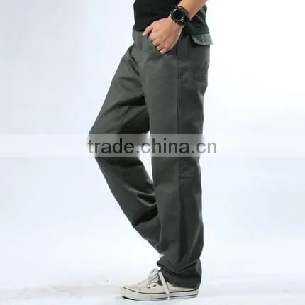custom big size 100% cotton work trousers loose mens khaki drill cargo work pants