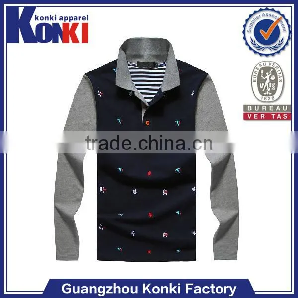 polyester quick dry skin tight men long sleeve polo t shirt