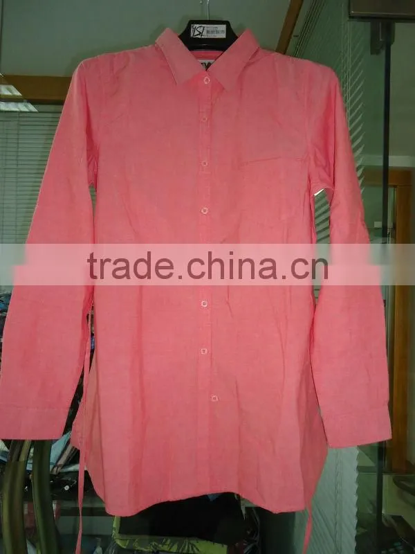 Womens solid color spring shirt long sleeve shirt with one chest pocket,plastic button shirt,loose shirt 02