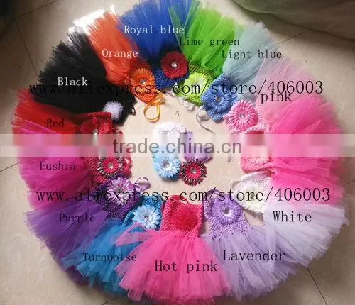 tulle handmade flower crochet dress boutique party dress kids for wedding