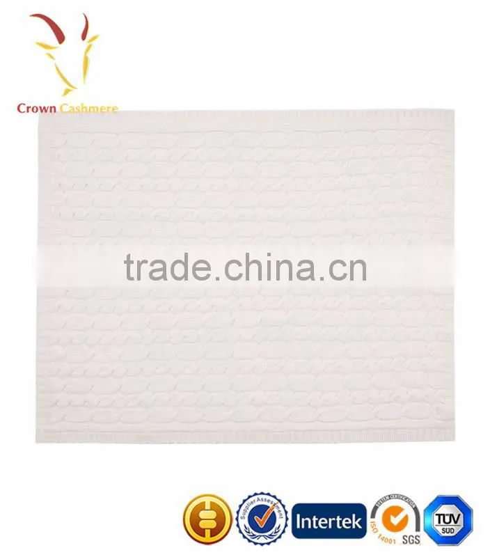 High Quality Cable Knitted Cashmere Baby Blanket